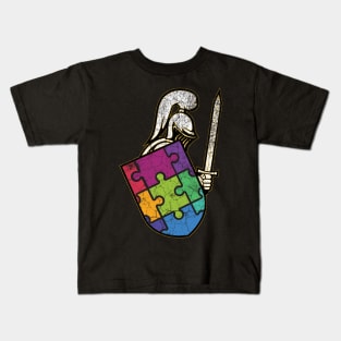 Autism Warrior Knight & Shield Kids T-Shirt